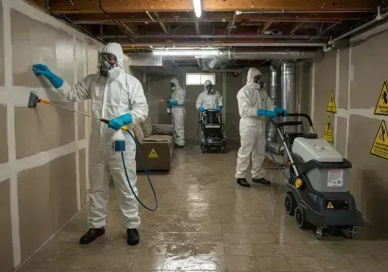 Basement Moisture Removal and Structural Drying process in Lakeshire, MO